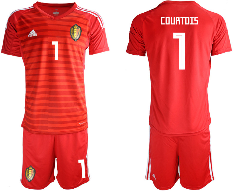 Belgium 1 COURTOIS Red 2018 FIFA World Cup Goalkeeper Soccer Jersey