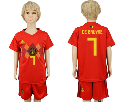 Belgium 1 DE BRUYNE Home Youth 2018 FIFA World Cup Soccer Jersey