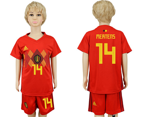 Belgium 14 MERTENS Home Youth 2018 FIFA World Cup Soccer Jersey