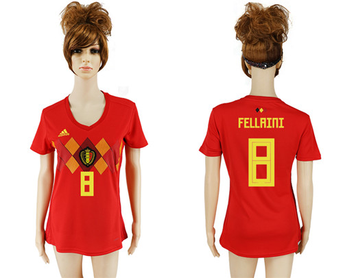 Belgium 8 FELLAINI Home Women 2018 FIFA World Cup Soccer Jersey
