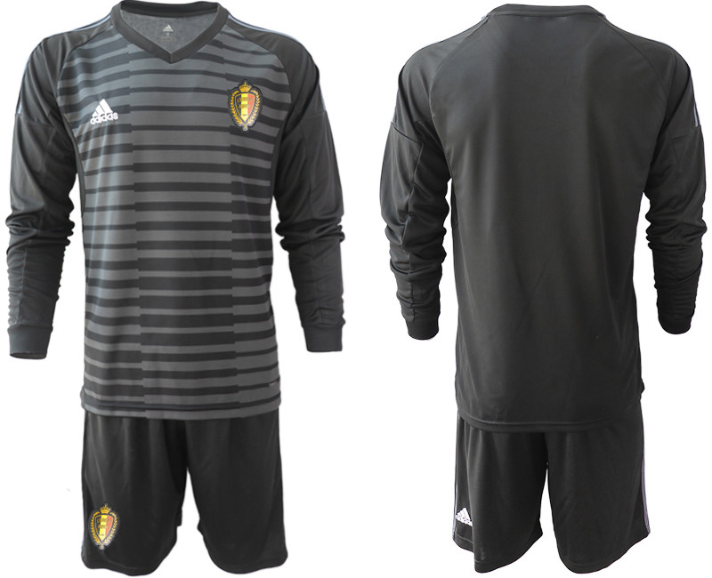Belgium Black 2018 FIFA World Cup Long Sleeve Goalkeeper Soccer Jersey