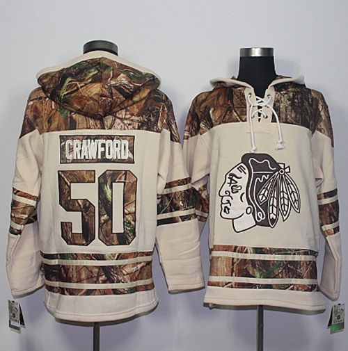 Blackhawks 50 Corey Crawford Cream Camo Stitched NHL Jersey