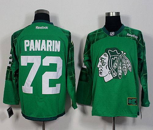 Blackhawks 72 Artemi Panarin Green St Patricks Day New Stitched NHL Jersey