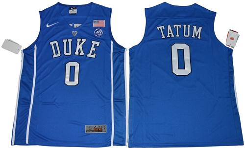 Blue Devils 0 Jayson Tatum Blue Basketball Elite Stitched NCAA Jersey