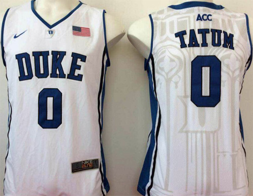 Blue Devils 0 Jayson Tatum White Basketball Elite V Neck Stitched NCAA Jersey