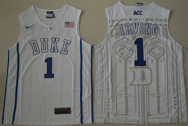 Blue Devils 1 Kyrie Irving White Basketball Stitched NCAA Jersey