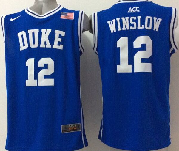 Blue Devils 12 Justise Winslow Blue Basketball Stitched NCAA Jersey