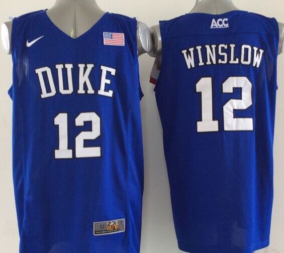 Blue Devils 12 Justise Winslow Blue Basketball Stitched NCAA Jerseys
