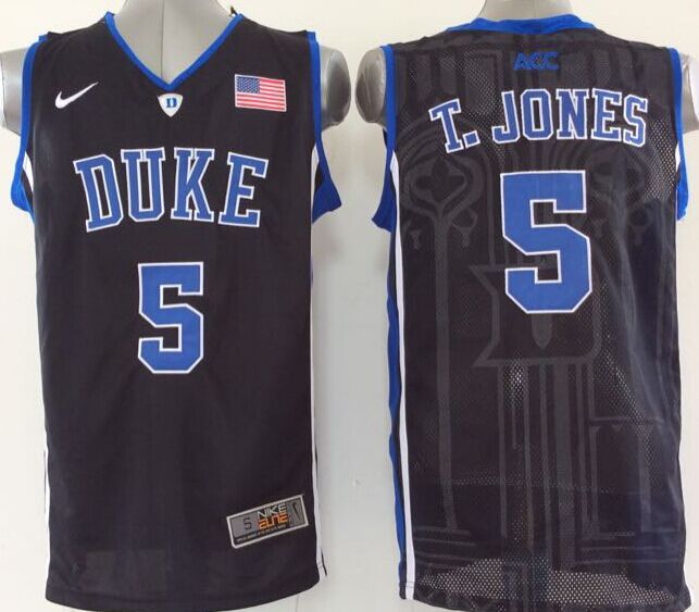 Blue Devils 5 Tyus Jones Black Basketball Elite V Neck Stitched NCAA Jersey