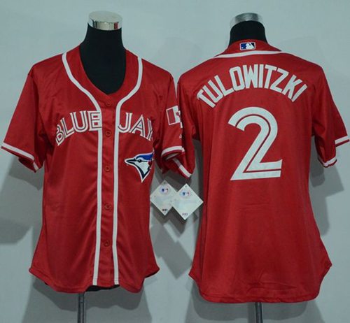 Blue Jays 2 Troy Tulowitzki Red Canada Day Women Stitched MLB Jersey