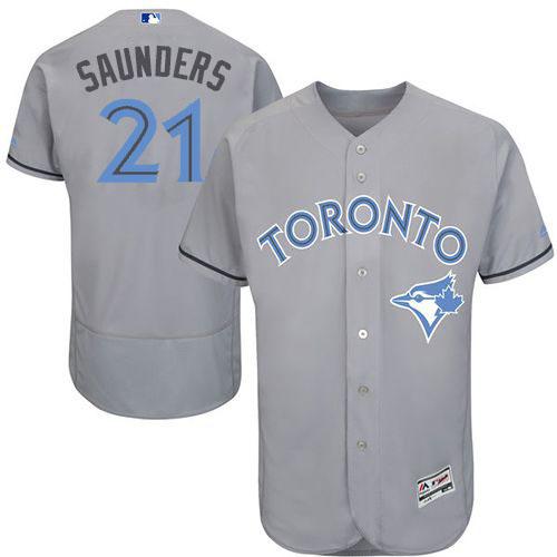 Blue Jays 21 Michael Saunders Grey Flexbase Authentic Collection 2016 Father Day Stitched MLB Jersey