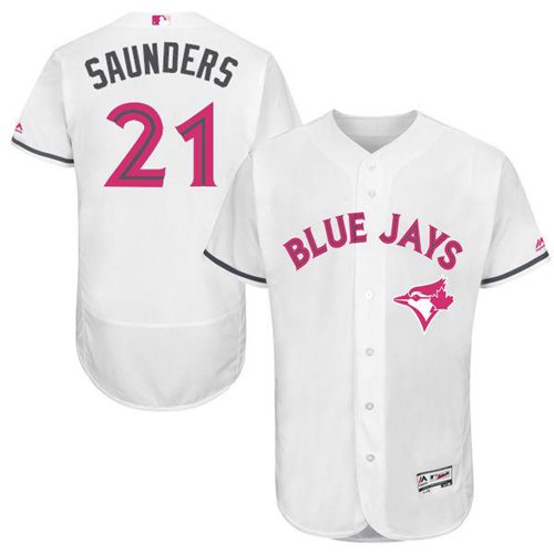 Blue Jays 21 Michael Saunders White Flexbase Authentic Collection 2016 Mother Day Stitched MLB Jersey