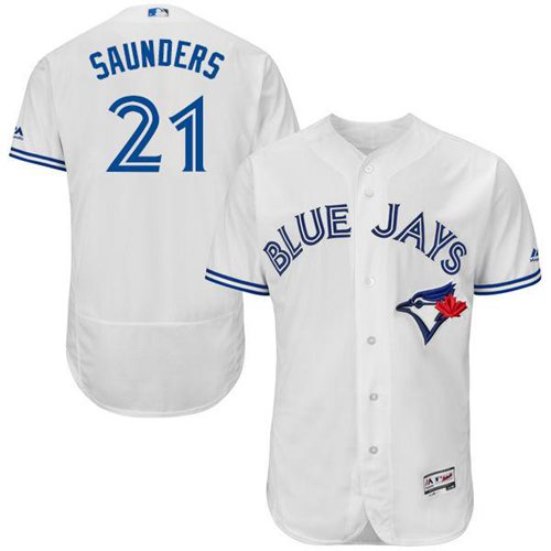 Blue Jays 21 Michael Saunders White Flexbase Authentic Collection Stitched MLB Jersey
