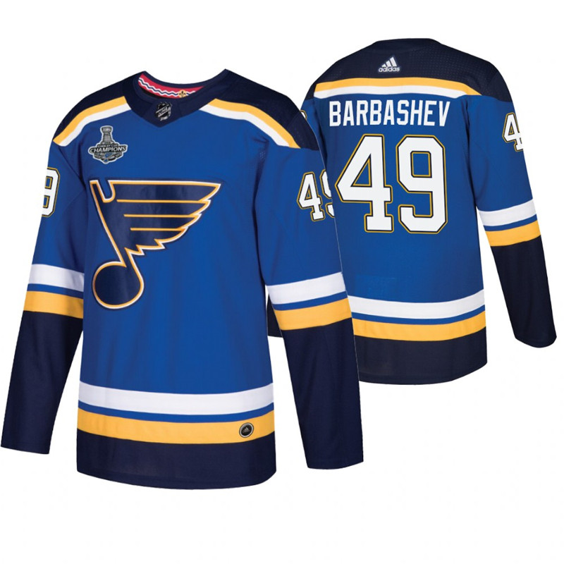 Blues 49 Ivan Barbashev Blue 2019 Stanley Cup Champions Adidas Jersey