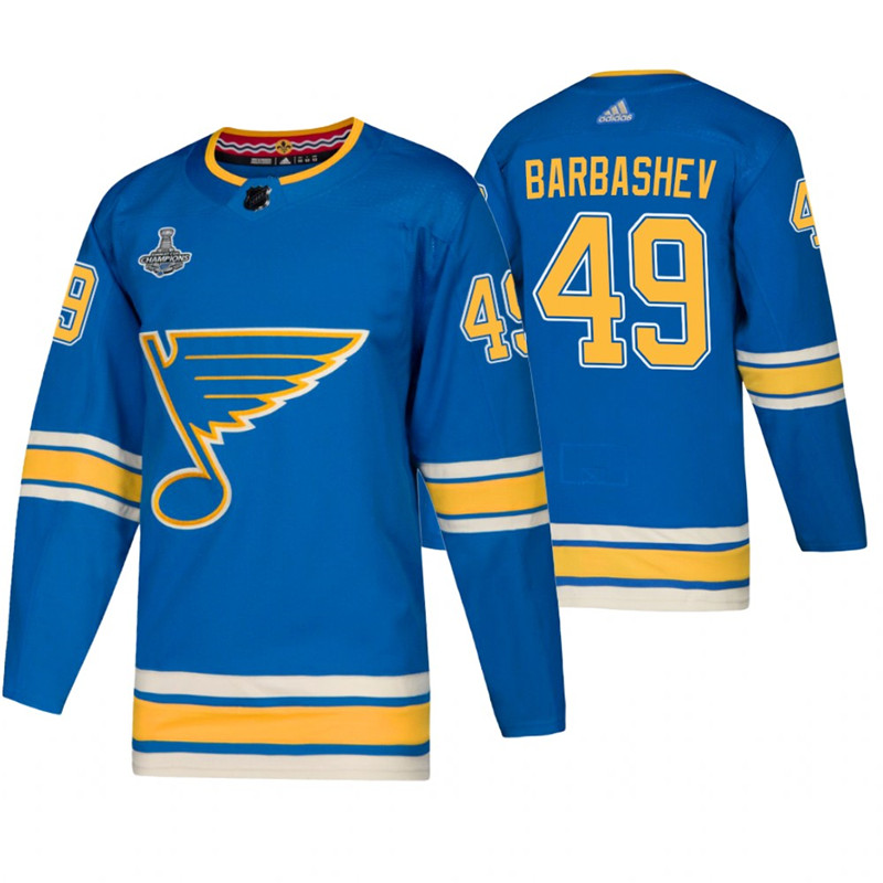 Blues 49 Ivan Barbashev Blue Alternate 2019 Stanley Cup Champions Adidas Jersey