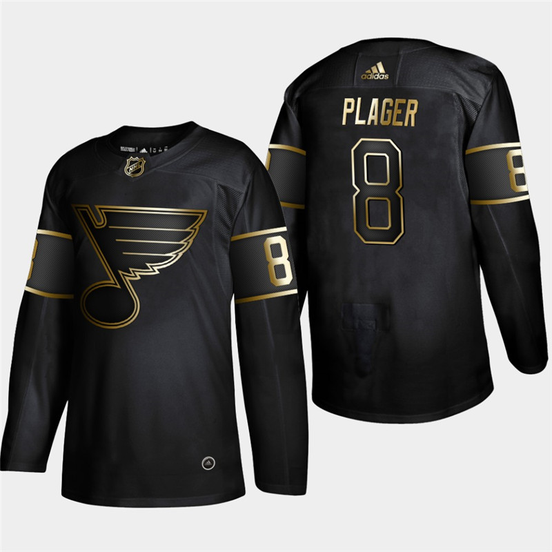 Blues 8 Barclay Plager Black Gold Adidas Jersey