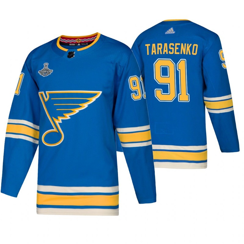 Blues 91 Vladimir Tarasenko Blue Alternate 2019 Stanley Cup Champions Adidas Jersey