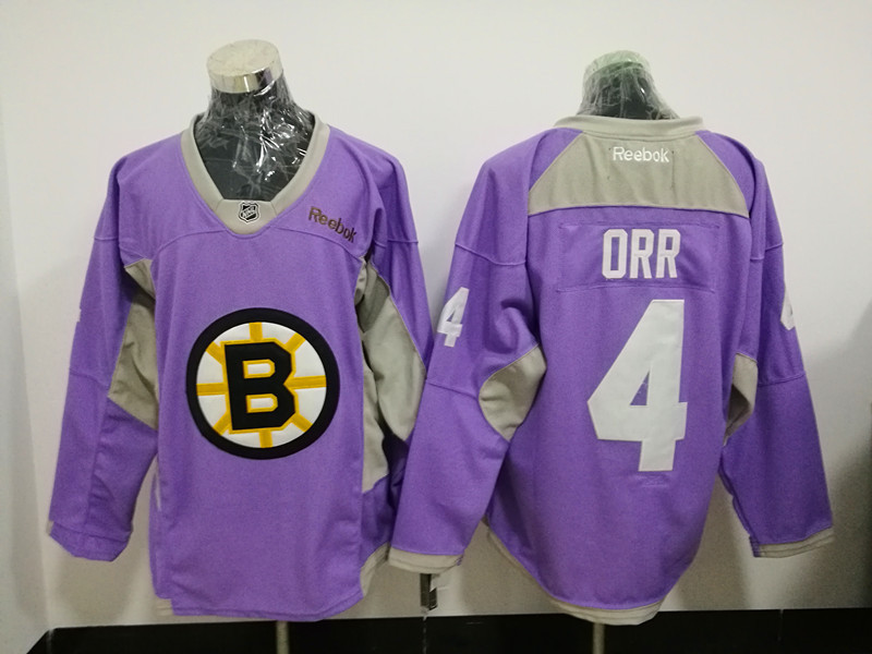 Boston Bruins 4 Bobby Orr Purple Fights Cancer Practice Stitched NHL Jersey