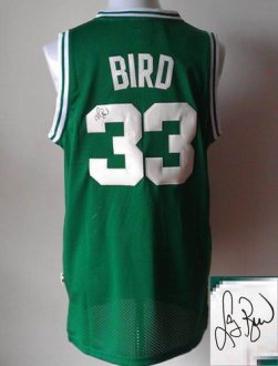 Boston Celtics Revolution 30 Autographed 33 Larry Bird Green Stitched NBA Jersey