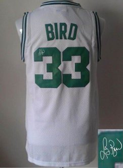Boston Celtics Revolution 30 Autographed 33 Larry Bird White Stitched NBA Jersey