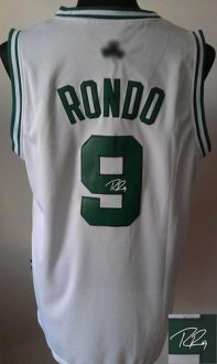 Boston Celtics Revolution 30 Autographed 9 Rajon Rondo White Stitched NBA Jersey