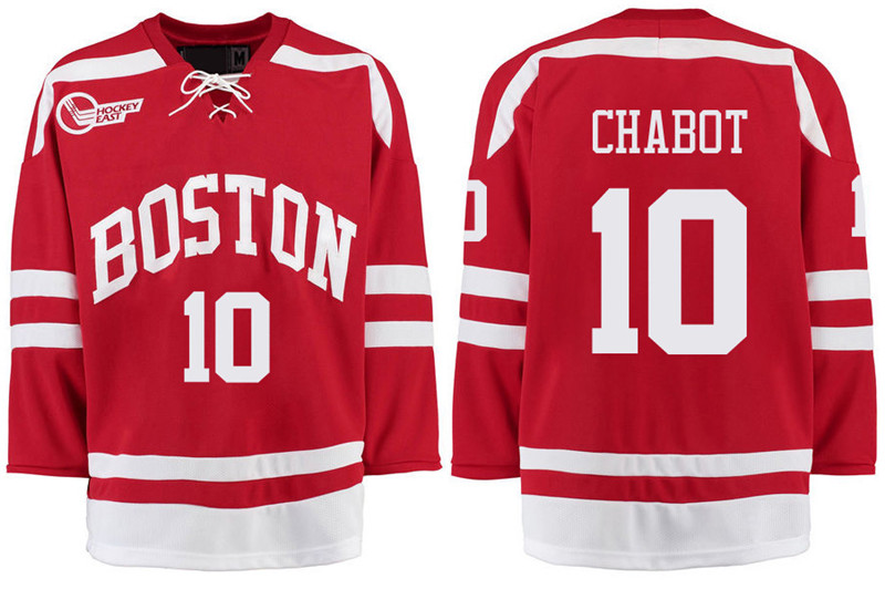 Boston University Terriers BU 10 Gabriel Chabot Red Stitched Hockey Jersey