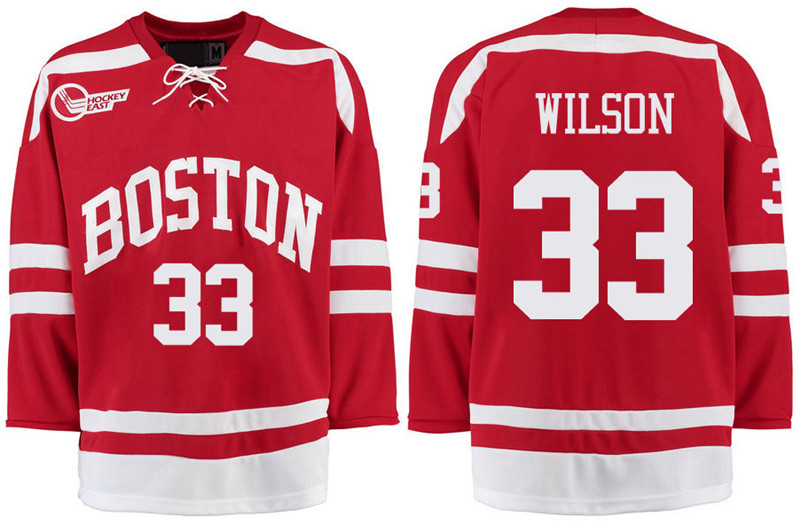 Boston University Terriers BU 33 Colin Wilson Red Stitched Hockey Jersey