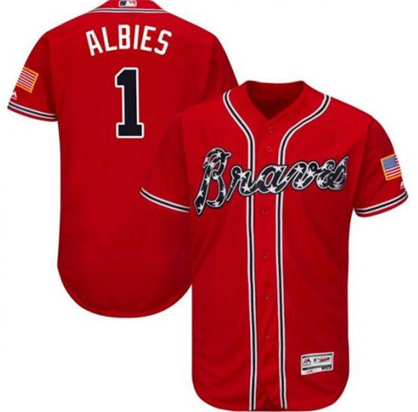 Braves 1 Ozzie Albies Red Flexbase Jersey