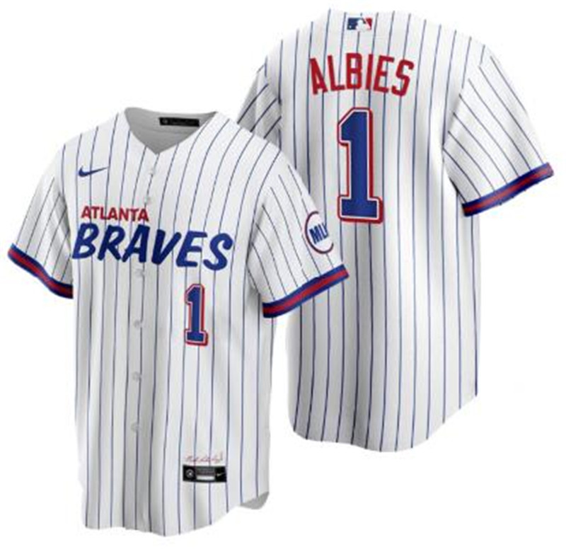 Braves 1 Ozzie Albies White 2021 City Connect Cool Base Jersey