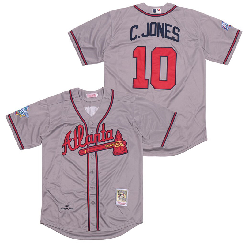 Braves 10 Chipper Jones Gray 1999 World Series Cooperstown Collection Jersey