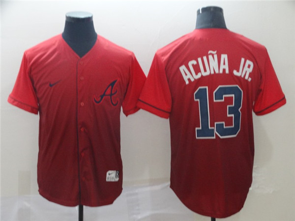 Braves 13 Ronald Acuna Jr Red Drift Fashion Jersey