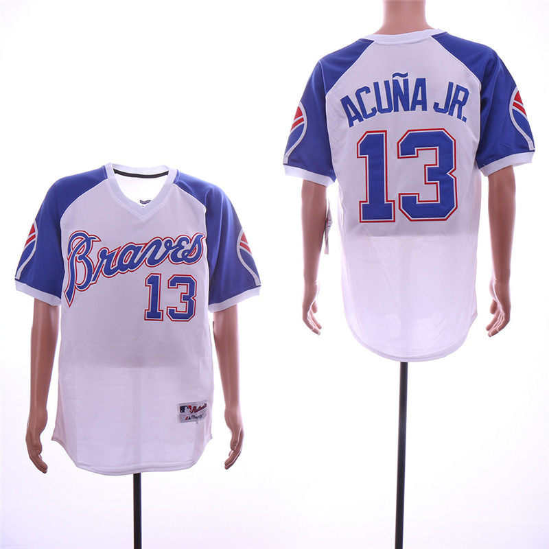 Braves 13 Ronald Acuna Jr. White Throwback Jersey