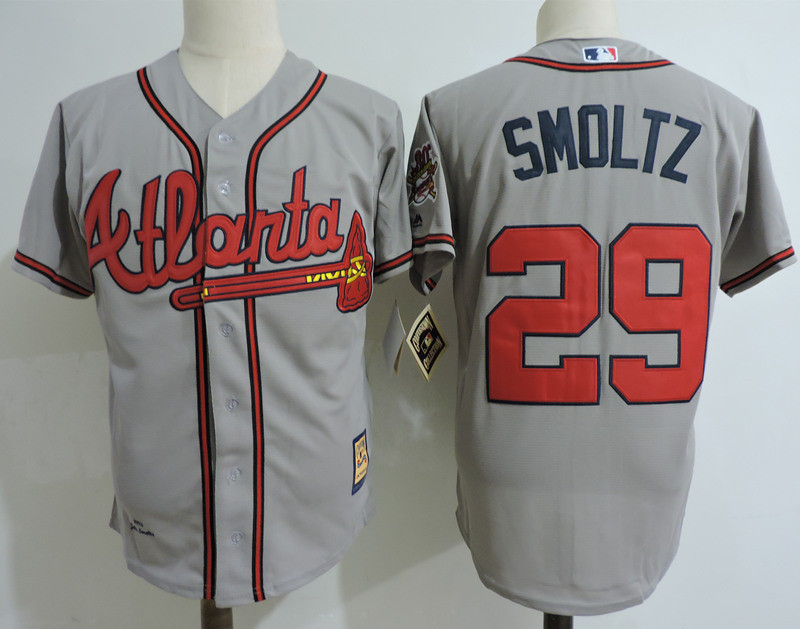 Braves 29 John Smoltz Gray Cooperstown Collection Jersey