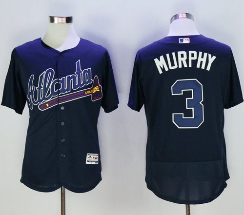 Braves 3 Dale Murphy Navy Blue Flexbase Authentic Collection Stitched MLB Jersey