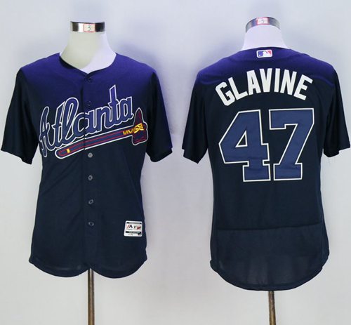 Braves 47 Tom Glavine Navy Blue Flexbase Authentic Collection Stitched MLB Jersey
