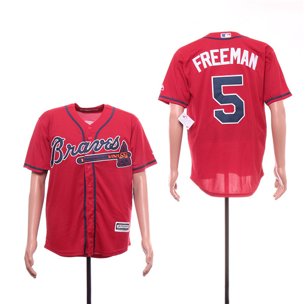 Braves 5 Freddie Freeman Red Cool Base Jersey
