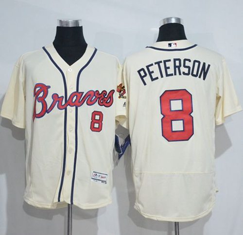 Braves 8 Jace Peterson Cream Flexbase Authentic Collection Stitched MLB Jersey