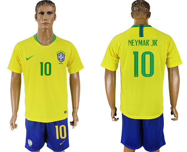 Brazil 10 NEYMAR JR Home 2018 FIFA World Cup Soccer Jersey