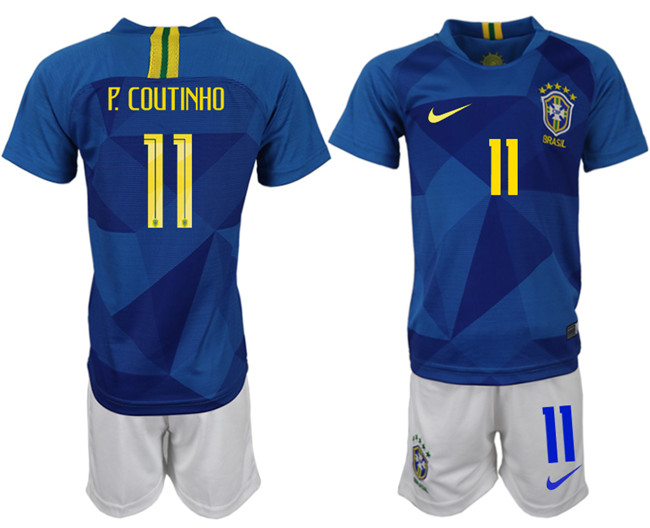 Brazil 11 P.COUTINHO Away 2018 FIFA World Cup Soccer Jersey