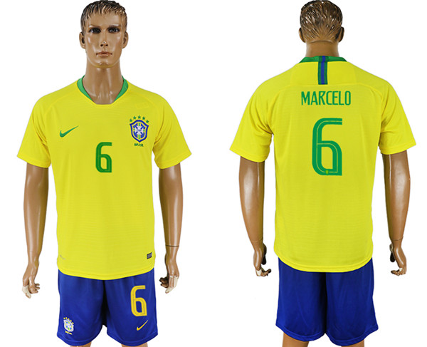 Brazil 6 MARCELO Home 2018 FIFA World Cup Soccer Jersey