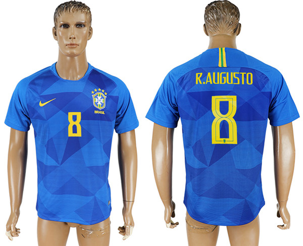 Brazil 8 R.AUGUSTO Away 2018 FIFA World Cup Thailand Soccer Jersey