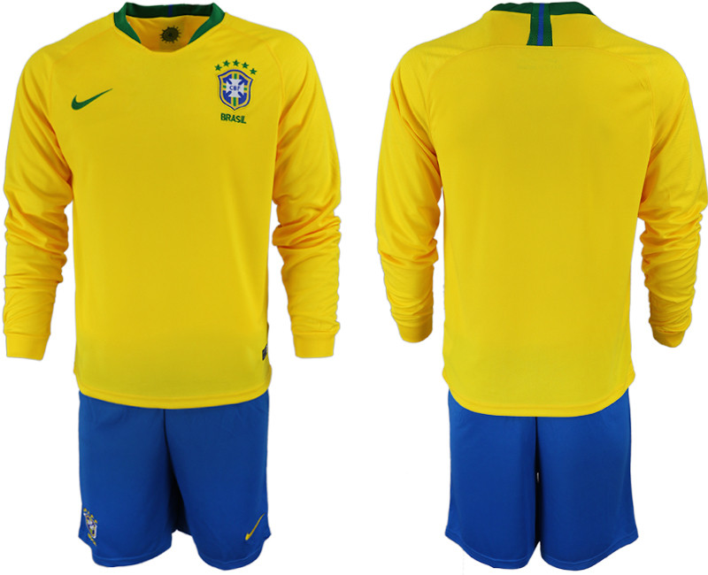 Brazil Home 2018 FIFA World Cup Long Sleeve Soccer Jersey