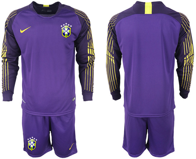 Brazil Purple Long Sleeve Goalkeeper Soccer Jersey