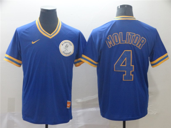Brewers 4 Paul Molitor Royal Throwback Jersey