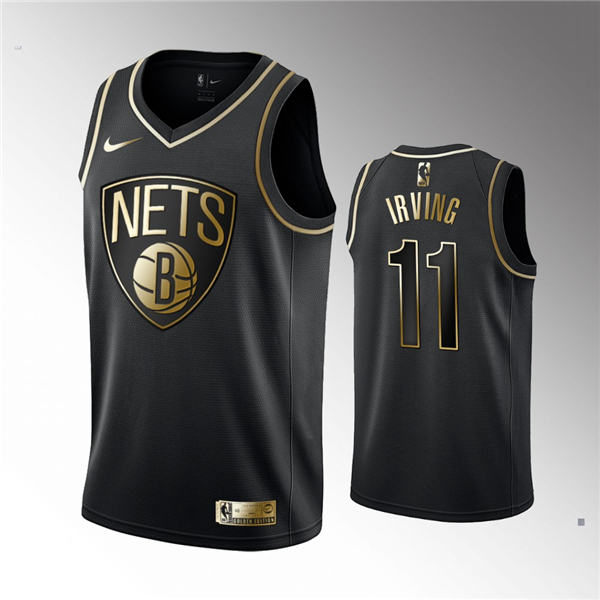 Brooklyn Nets #11 Kyrie Irving Black Golden Edition Jersey
