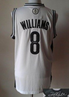 Brooklyn Nets Revolution 30 Autographed 8 Deron Williams White Stitched NBA Jersey
