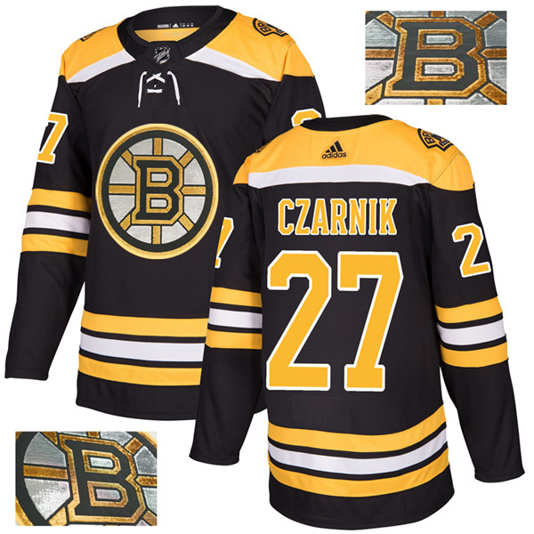 Bruins 27 Austin Czarnik Black With Special Glittery Logo  Jersey