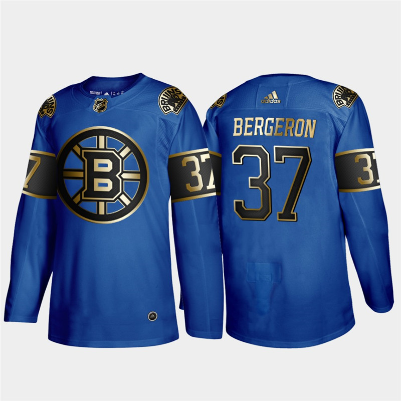 Bruins 37 Patrice Bergeron Blue 50th anniversary Adidas Jersey