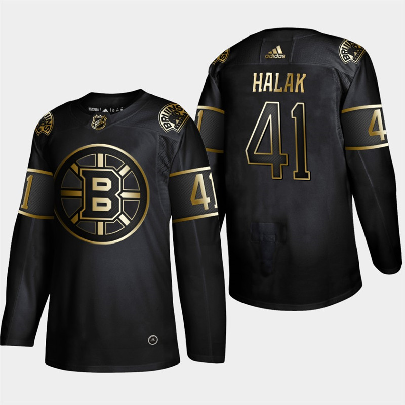 Bruins 41 Jaroslav Halak Black Gold Adidas Jersey