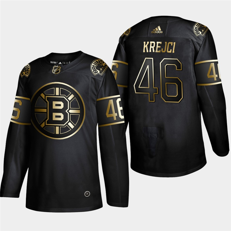 Bruins 46 David Krejci Black Gold Adidas Jersey